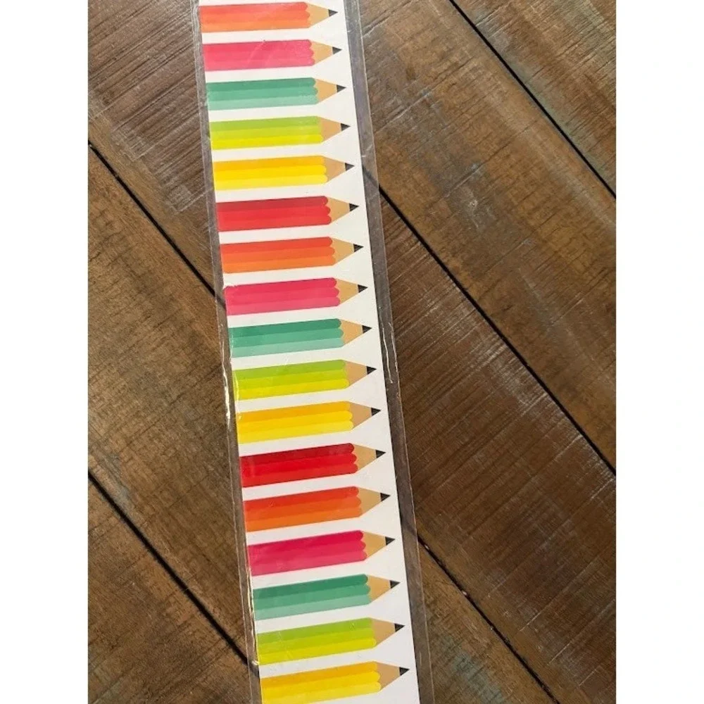 Lot of 3 Schoolgirl 36ft Pencil Bulletin Board Borders CD-108410 Stylish Brights
